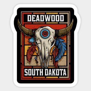 Deadwood South Dakota Native American Bison Skull Sticker